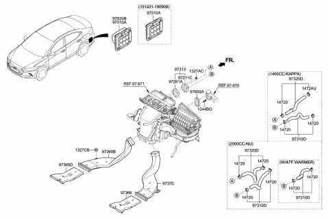 2018 Hyundai Elantra Duct-Rear Heating,LH Diagram for 97360-F3000