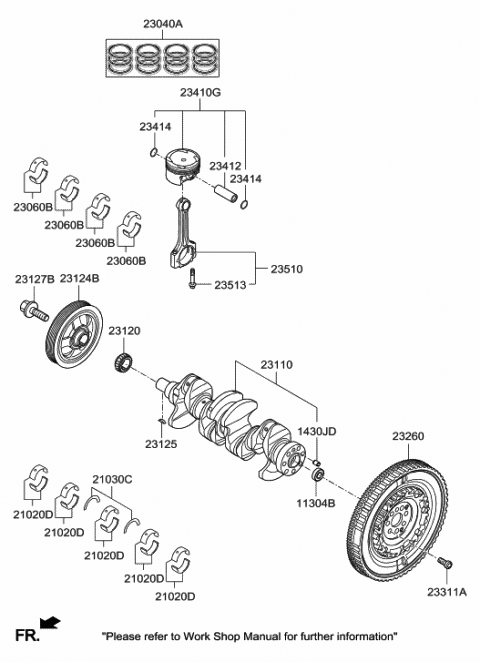 2017 Hyundai Elantra Crankshaft Assembly Diagram for 23110-03810