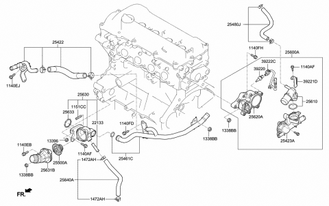 2016 Hyundai Elantra Hose Assembly-Heater Pipe Diagram for 25480-2E000