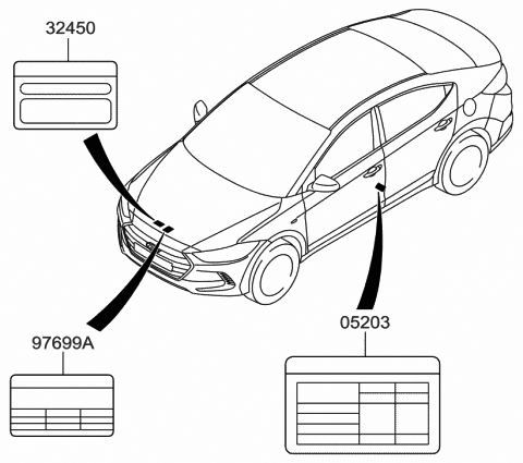2018 Hyundai Elantra Label-Tire Pressure Diagram for 05203-F2420