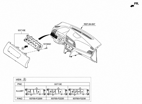 2017 Hyundai Elantra Switch Assembly-Side Crash Pad Diagram for 93700-F2200-TRY