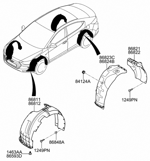 Genuine Hyundai 86811-22200 Wheel Guard Assembly