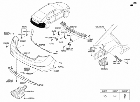 2016 Hyundai Elantra Reflector/Reflex Assembly-Rear RH Diagram for 92406-F2000
