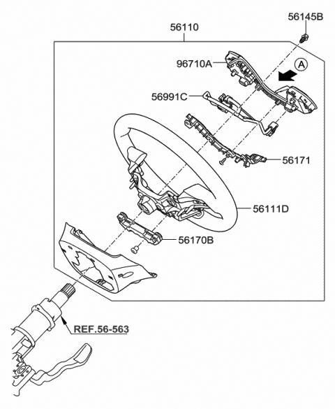2017 Hyundai Elantra Steering Wheel Assembly Diagram for 56100-F3420-TRY