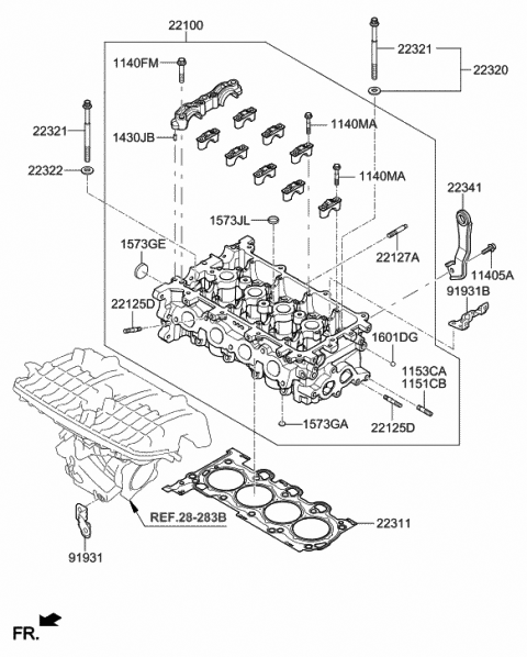 2017 Hyundai Elantra Bolt-Cylinder Head Diagram for 22320-03850