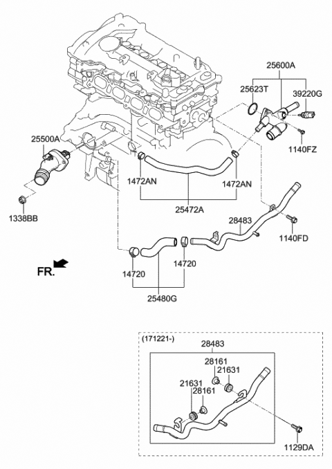 Coolant Pipe & Hose - 2017 Hyundai Elantra US Alabama made