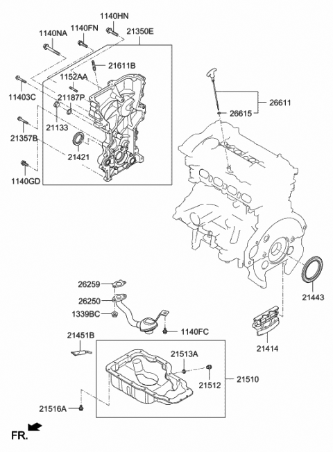 2018 Hyundai Elantra Pan Assembly-Engine Oil Diagram for 21510-03801