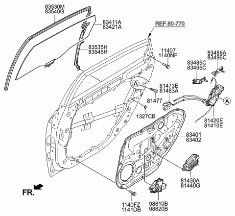 Genuine Hyundai 83401-4D000 Window Regulator Assembly Genuine Hyundai 83401-4D000 Window Regulator Assembly