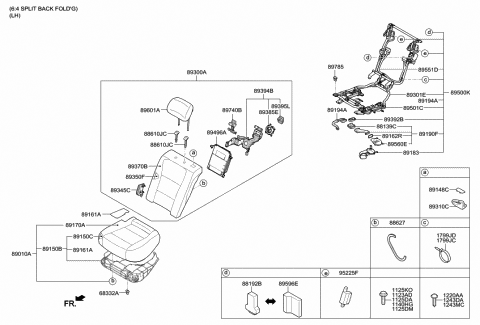 2015 Hyundai Equus Rear Left-Hand Seat Back Covering Diagram for 89365-3N700-NVR
