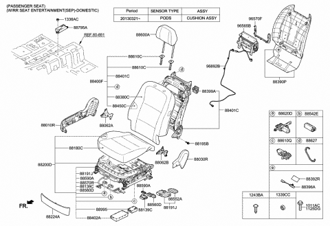 2015 Hyundai Equus Pad Assembly-Front Seat Back Passenge Diagram for 88450-3N510