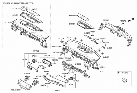 2014 Hyundai Equus Pad-Crash Pad Main Diagram for 84714-3N800