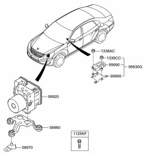 2015 Hyundai Equus Bracket-Hydraulic Module Diagram for 58960-3N500