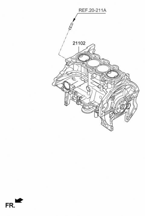 2015 Hyundai Elantra Reman Short Engine Diagram for 2D122-2EU01-HRM