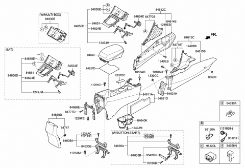2014 Hyundai Elantra Tray-Floor Console Diagram for 84680-3XAF0-4X