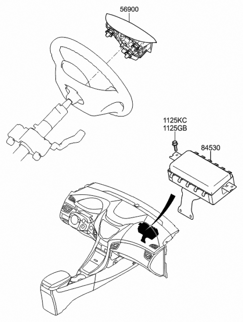 2014 Hyundai Elantra Module Assembly-Steering Wheel Air Bag Diagram for 56900-3X500-RY