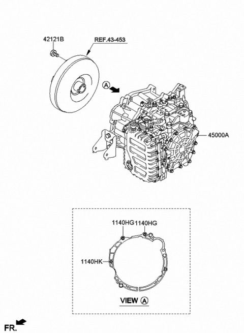 2015 Hyundai Elantra Ata & Torque Converter Assembly Diagram for 45000-26550