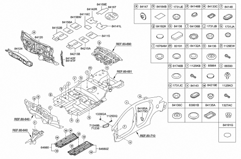 2014 Hyundai Elantra Anti Pad-Center Floor Center Side,LH Diagram for 84117-3X500