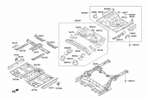 2015 Hyundai Elantra Crossmember,RH Diagram for 65185-3X000
