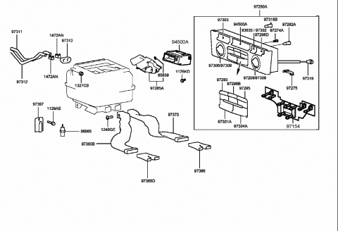 1999 Hyundai Sonata Heater Control Assembly Diagram for 97260-38270-ZX