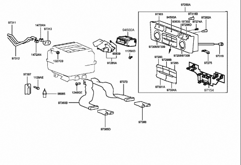 1999 Hyundai Sonata Socket & Bulb Assembly Diagram for 97305-38000