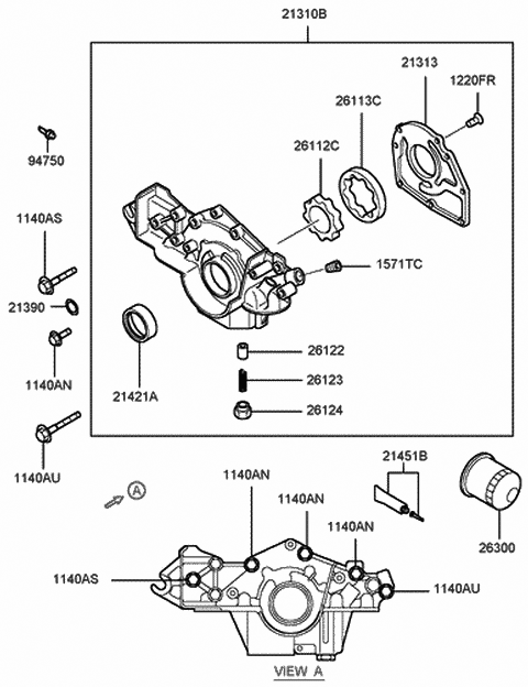 1999 Hyundai Sonata Gear-Oil Pump Driven Diagram for 26113-38010