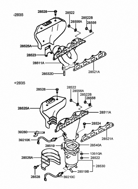 1999 Hyundai Sonata Protector-Heat Diagram for 28525-38001