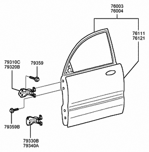 1998 Hyundai Sonata Hinge Assembly-Door Lower,RH Diagram for 79340-38000