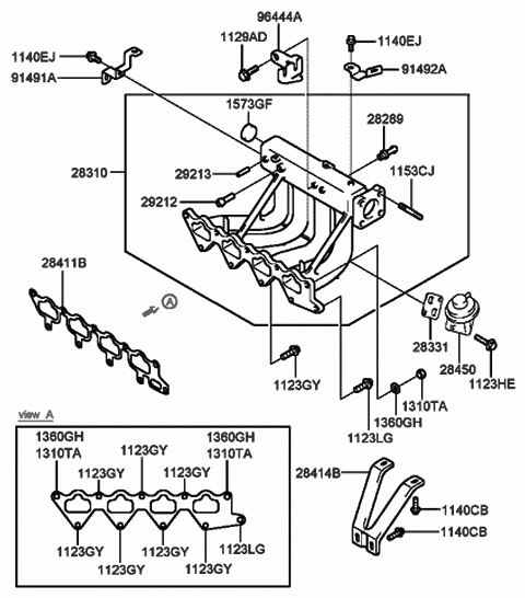2001 Hyundai Sonata Bracket-Throttle Position Sensor Diagram for 91492-38000