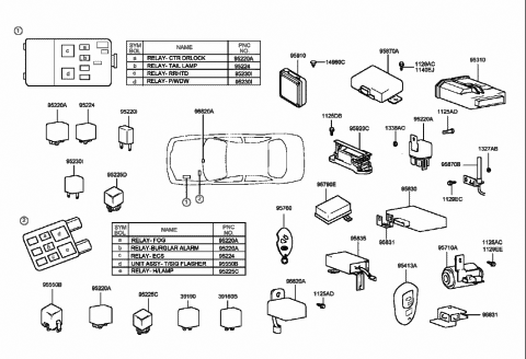 2001 Hyundai Sonata Relay Assembly-Power Diagram for 95225-38100
