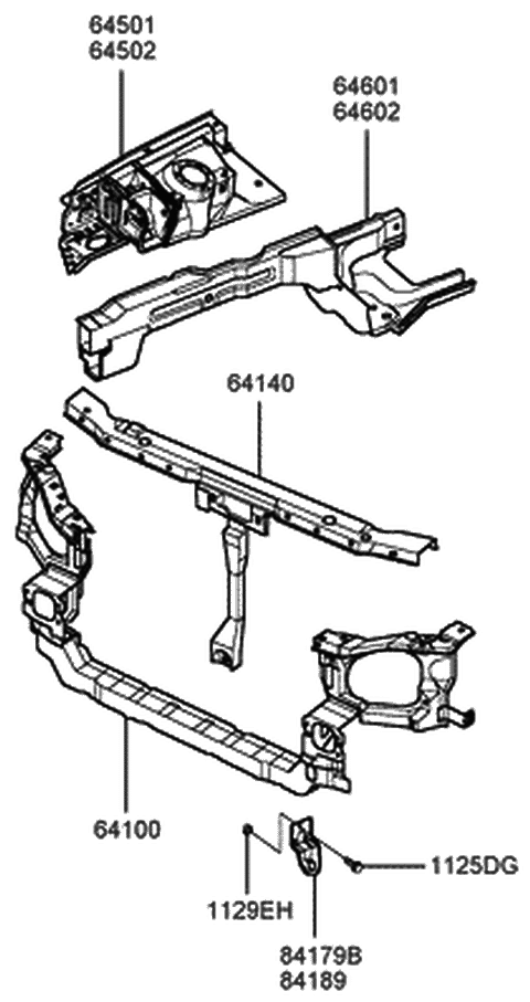 1999 Hyundai Sonata Fender Apron & Radiator Support Panel Diagram