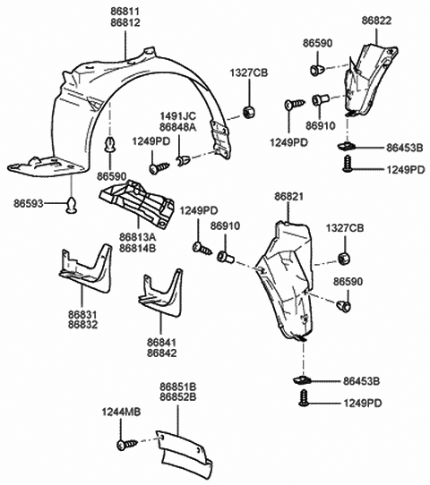 2001 Hyundai Sonata Guard-Rear Wheel,Rh Diagram for 86822-38000