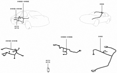 1999 Hyundai Sonata Wiring Assembly-Roof Diagram for 91680-38300