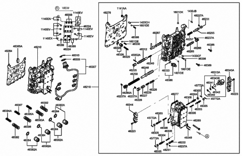 1998 Hyundai Sonata Body Assembly-Automatic Transmission Valve Diagram for 46210-39111
