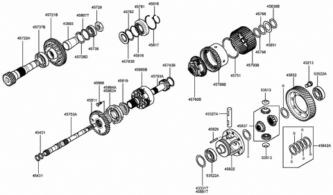 1999 Hyundai Sonata Bearing Diagram for 45743-39060