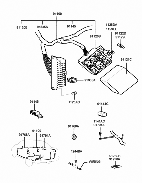 2000 Hyundai Sonata Cover-Junction Box Diagram for 91121-38100