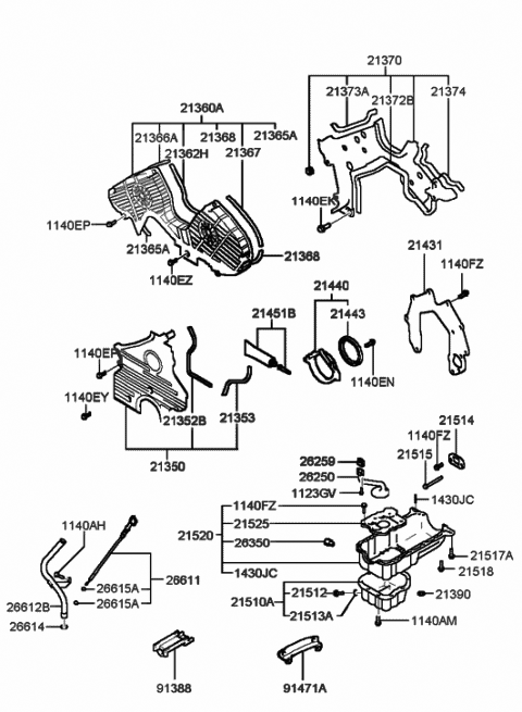 Genuine Hyundai 21370-37100 Timing Belt Cover Assembly Genuine Hyundai 21370-37100 Timing Belt Cover Assembly
