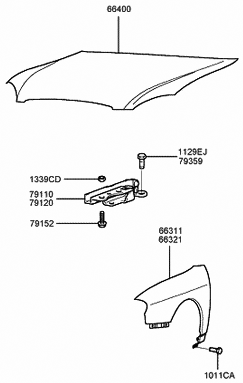2001 Hyundai Sonata Panel-Fender,LH Diagram for 66311-38310