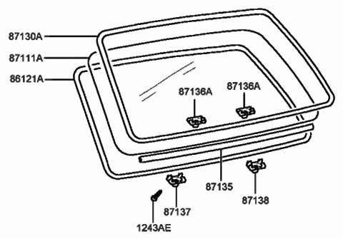 2001 Hyundai Sonata Moulding Assembly-Rear Window Glass,Upper Diagram for 87130-38000