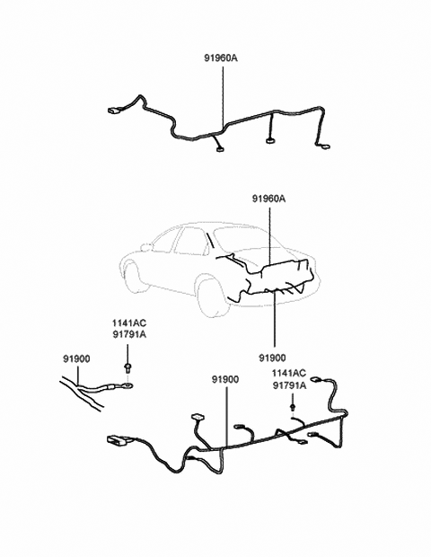 1999 Hyundai Sonata Wiring Assembly-Trunk Lid Diagram for 91900-38501