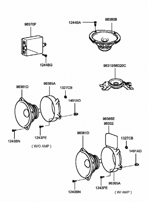 1999 Hyundai Sonata Rear Speaker Diagram for 96360-38100