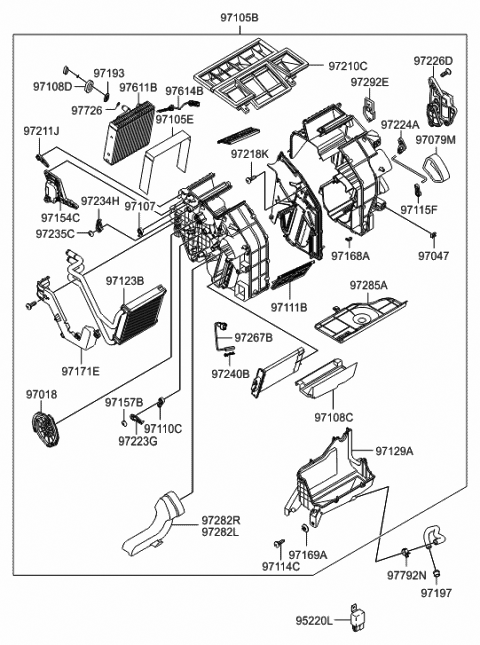 2005 Hyundai Sonata Heater & Evaporator Assembly Diagram for 97100-0A100