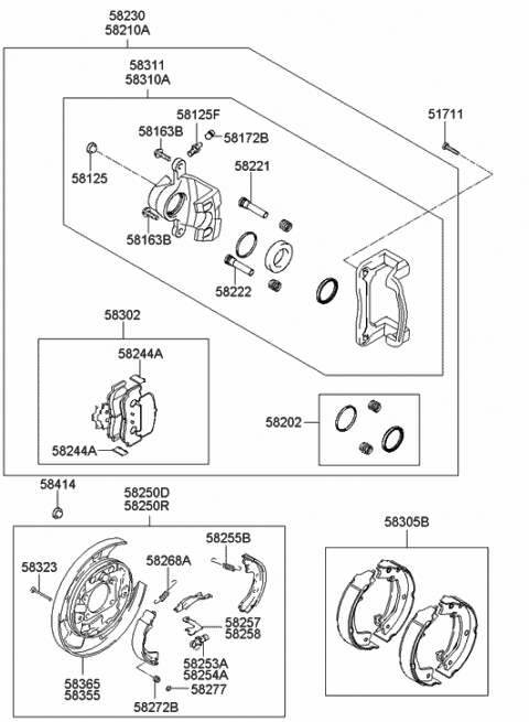 2006 Hyundai Sonata Brake Assembly-Rear Wheel,RH Diagram for 58230-3K000