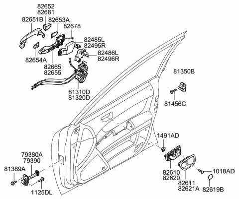 2006 Hyundai Sonata Cap-Door Inside Handle Diagram for 82619-3K000-CH