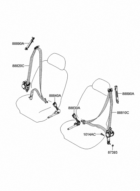 2006 Hyundai Sonata Front Seat Belt Assembly Left Diagram for 88810-0A000-QS