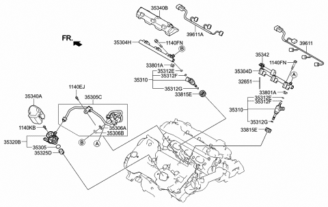2014 Hyundai Genesis Injector Assembly-Fuel Diagram for 35310-3F500