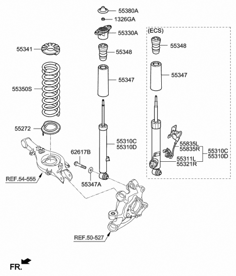 2014 Hyundai Genesis Rear Shock Absorber Dust Cover Diagram for 55316-B1000