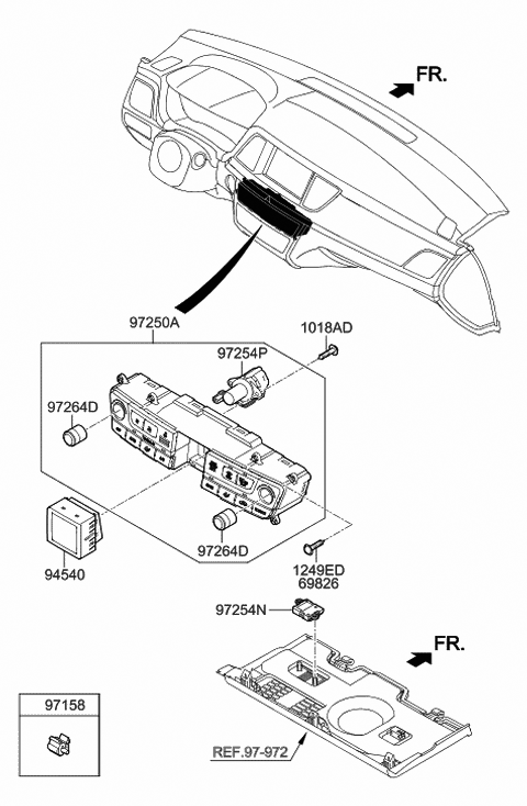 2014 Hyundai Genesis Heater Control Assembly Diagram for 97250-B1150-4X