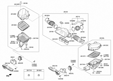 2015 Hyundai Genesis Shield-Air Intake Diagram for 28225-B1000