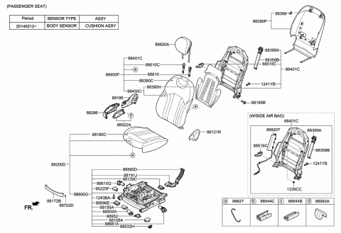2014 Hyundai Genesis Cushion Assembly-Front Seat,Passenger Diagram for 88200-B1211-PHV