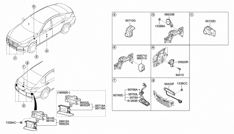 2016 Hyundai Genesis Ultrasonic Sensor Assembly-P.A.S Diagram for 95720-B1100-P6Y